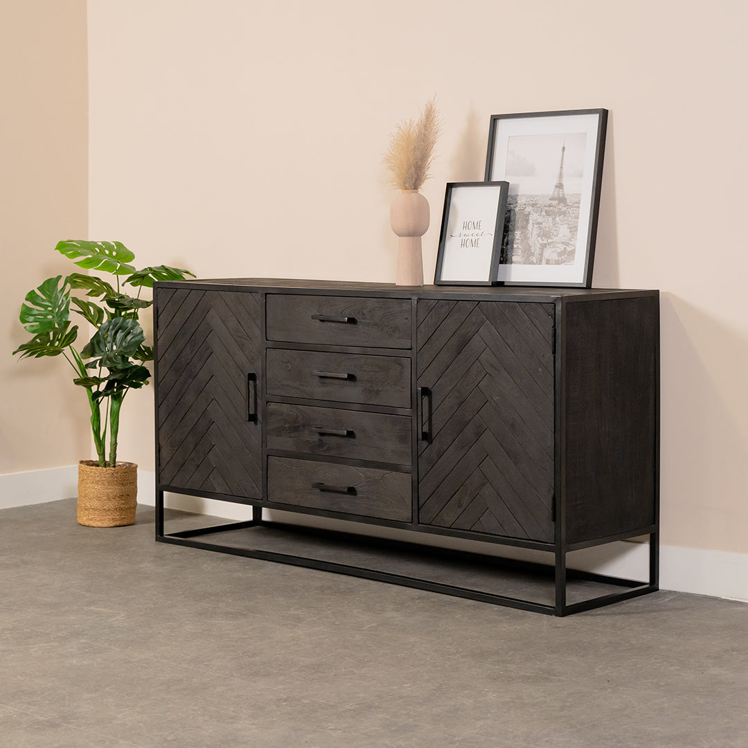 MeubelBaas-dressoir-yara-zwart-mangohout-visgraat-1.jpg Kommode Yara - Image 1
